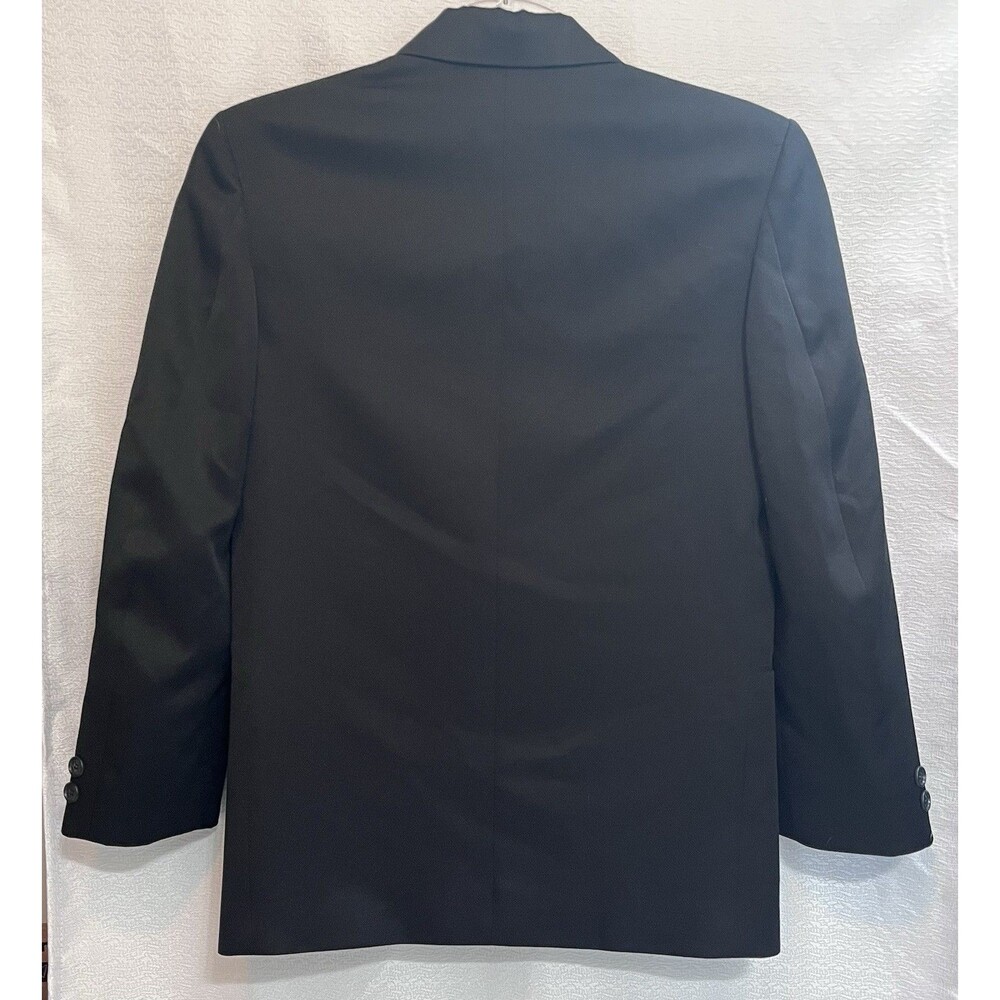 Double Breasted Sport Coat Blazer Jacket Boys 12 Slim Black Preppy Wedding - Picture 5 of 7